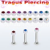 tlbajb3 316l steel tragus labret 16g w a 3mm bio flex jewel ball