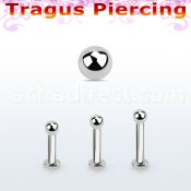 tlbb25 316l steel tragus labret 16g w a 2.5mm ball 