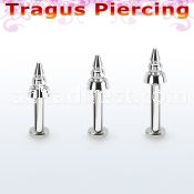 tlbcn4a 316l steel tragus labret 16g w a 4mm ridged drill cone 