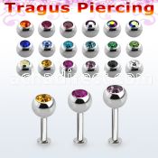 tlbjb5s 316l steel tragus labret 16g 5mm bezel set jewel ball 