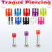 tlbuvdi3 316l steel tragus labret 16g w a 3mm acrylic uv dice 