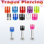 tlbvdi4s 316l steel tragus labret 16g w a 4mm acrylic uv dice 