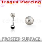 trg34 316l steel tragus piercing w 3mm frosted steel top ball