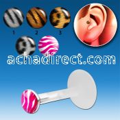 trgl3 bioflex tragus piercing w 3mm animal print silver top