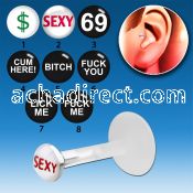 trgl4 bioflex tragus piercing w 3mm letter logo silver top