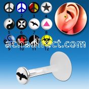 trgl6 bioflex tragus piercing w push in symbol logo silver top