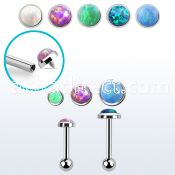 trgo steel tragus barbell w a synthetic opal flat head