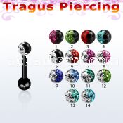 trgt7e anodized 316l steel tragus piercing w 2 color ball