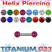 ubber23 titanium g23 helix barbell 3mm multi crystal balls