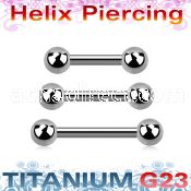ubber31 titanium g23 helix barbell, 16g (1.2mm) w two 3mm balls