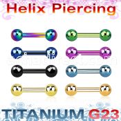 ubbert31 anodized titanium g23 helix barbell 16g w two 3mm balls
