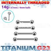 ubbnpsin titanium g23 nipple barbell 4mm internally threaded