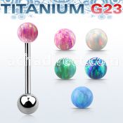 ubbop5 titanium g23 tongue barbell w 5mm synthetic opal ball