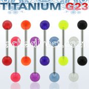 ubbuv titanium g23 tongue barbell with 6mm acrylic uv balls