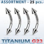 ublk19 bulk body of titanium g23 eyebrow banana with 3mm cones
