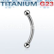 ubne25 titanium g23 banana eyebrow ring with 2 5mm balls