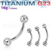 ubneb titanium g23 eyebrow banana with two 3mm balls