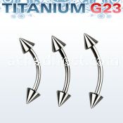ubnecn titanium g23 eyebrow banana with two 3mm cones