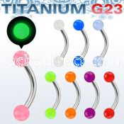 ubnegl titanium g23 banana eyebrow ring w acrylic glow balls