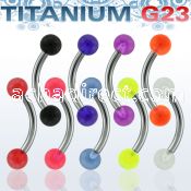 ubnev titanium g23 banana eyebrow ring w 3mm acrylic uv balls
