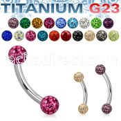 ubnfr3 titanium g23 eyebrow banana 3mm multi crystal balls