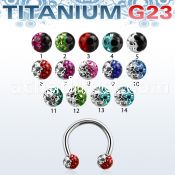 ucbfr3e titanium g23 eyebrow lip barbell w 3mm 2 color balls
