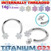 ucbih58 titanium circular barbell 14g flower top cz internal