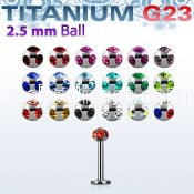ulbca25 titanium g23 labret with two 2 5 mm multi jewel balls