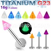 ulgln3 titanium g23 labret w glow in the dark acrylic cone