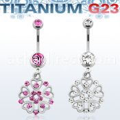 umcd573 titanium g23 banana w 5 8mm bezel jewel shield