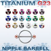 umjnpe5 steel nipple shield w titanium bar w multi jewel ball