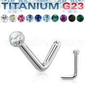 unlcb18 titanium nose stud 18g crystal flat head bezel set