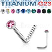 unlcb20 titanium nose stud 20g crystal flat head bezel set
