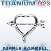 unpsh12 heart shaped nipple shield w titanium g23 arrow barbell