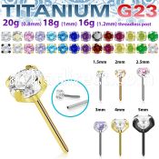 upinpz titanium g23 threadless push pin top prong set cz