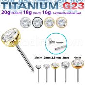 upinz titanium g23 threadless push pin top bezel set cz