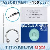 uset07 piercing kit titanium g23 circular barbells needle