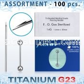uset11 piercing kit titanium g23 tongue barbells needles.