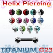 utbbe23e anodized titanium g23 barbell with 2 color ball