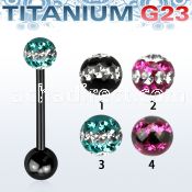 utbbfr5d anodized titanium barbell w 5mm tri line ferido ball