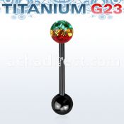 utbbfr6r anodized titanium g23 barbell w 6mm rasta ferido ball