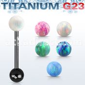 utbbop6 anodized titanium g23 tongue barbell w 6mm opal ball
