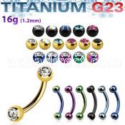 utbne2c anodized titanium g23 banana w 2 bezel jewel 3mm ball