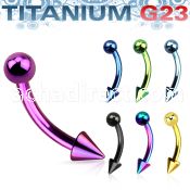 utbnem25 anodized titanium g23 eyebrow banana w 2 5mm ball cone