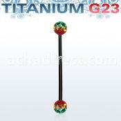 utinfr5r anodized titanium g23 barbell w 5mm rasta balls
