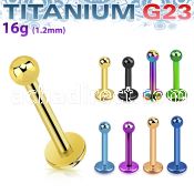 utlbb25 anodized titanium g23 labret w two 2 5mm balls