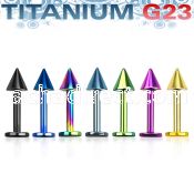 utlbcn3 anodized titanium g23 labret with a 3mm cone