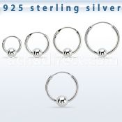 vbcr16m 925 silver ball closure earrings (1.2mm) with 4mm ball