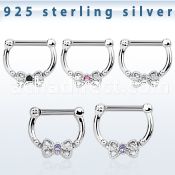 vsepk14 high hanging 925 silver septum clicker 16mm w bow