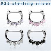 vsepq16 silver septum clicker 13g w 1 big cz 4 small cz